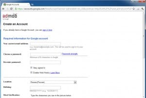Create an AdMob Google Account