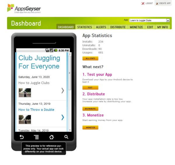 step 1 - go to appsgeyser dashboard go to appsgeyser dashboard