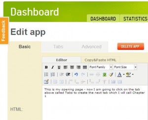 html add tab on dashboard e-book Android app