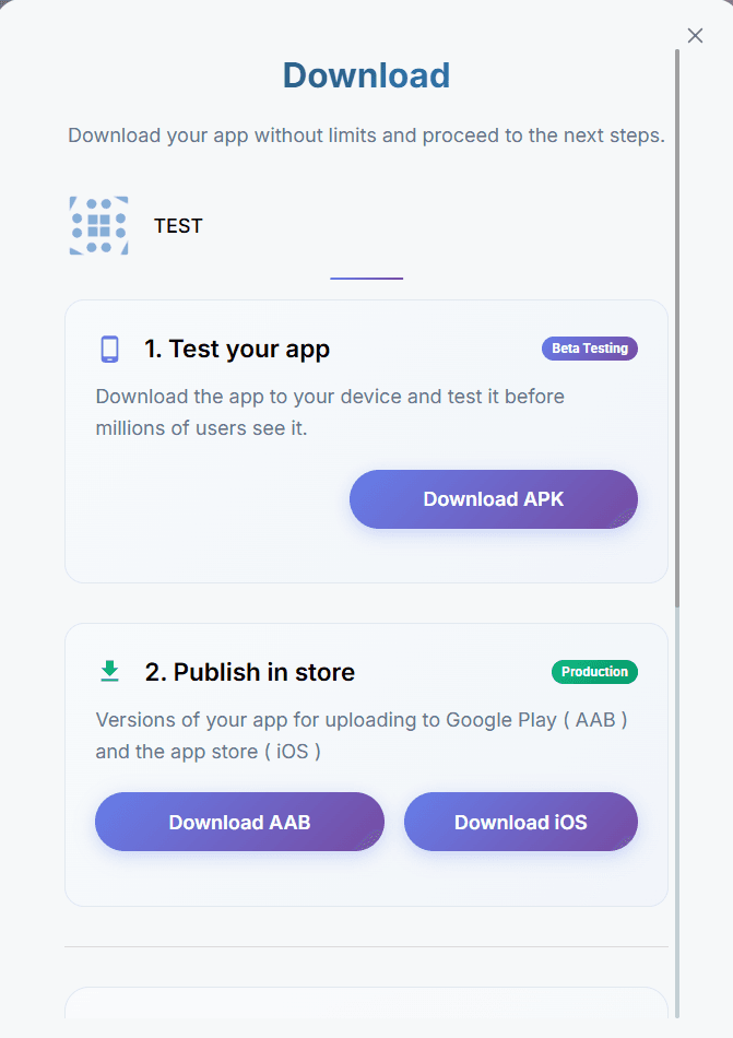 Install your Android app screen