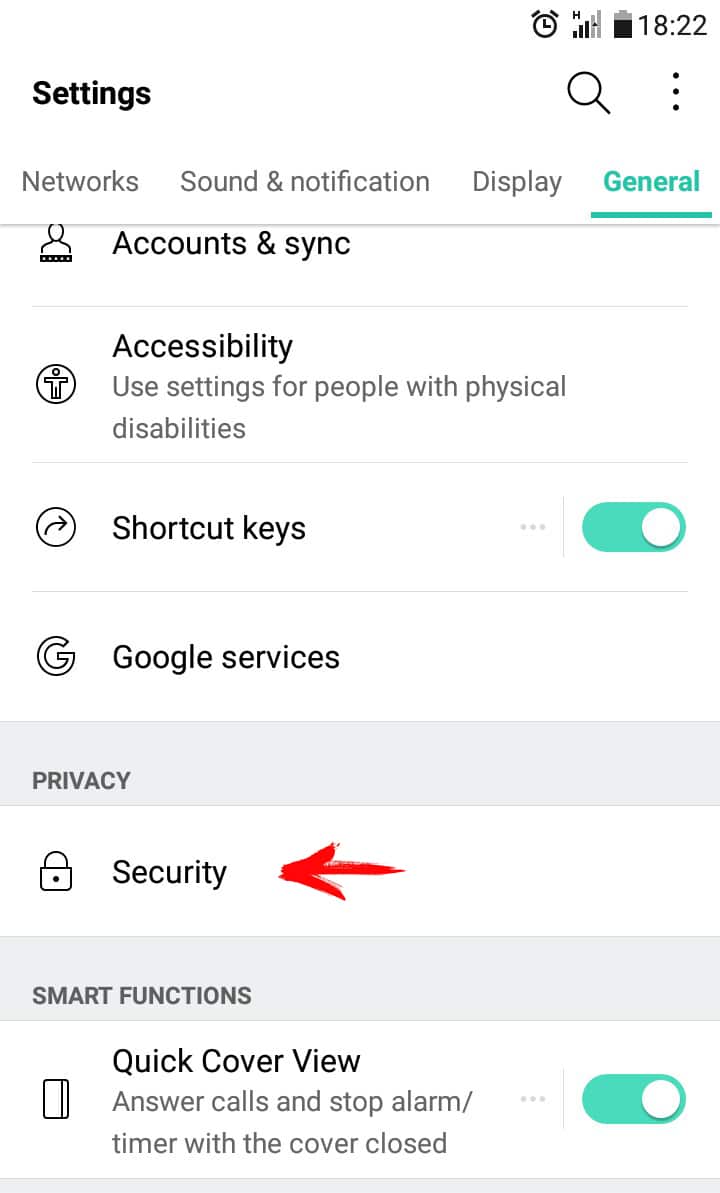 open security settings